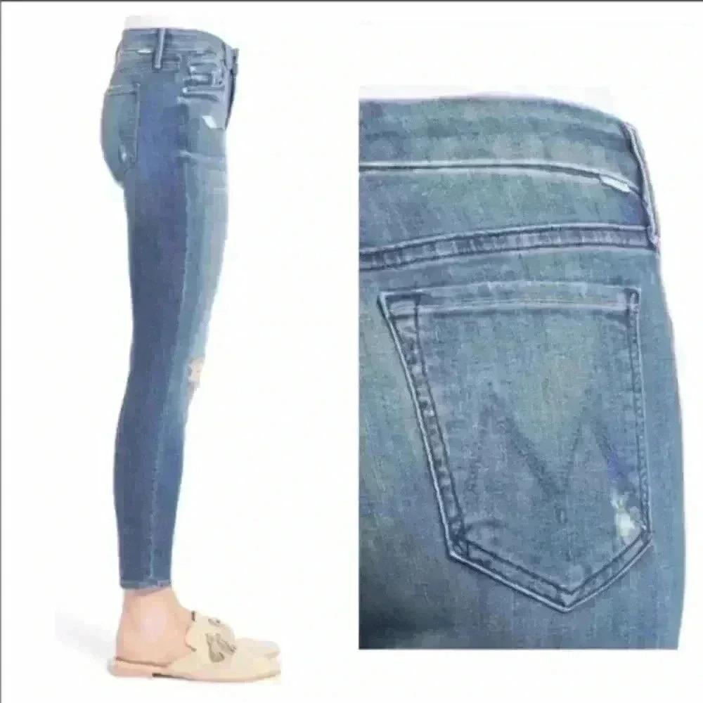 MOTHER Distressed Jeans The Looker Crop Gypsy Size 24 - Picture 5 of 12